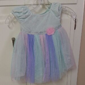 1989 Place Light Blue Dress with Pink Detail